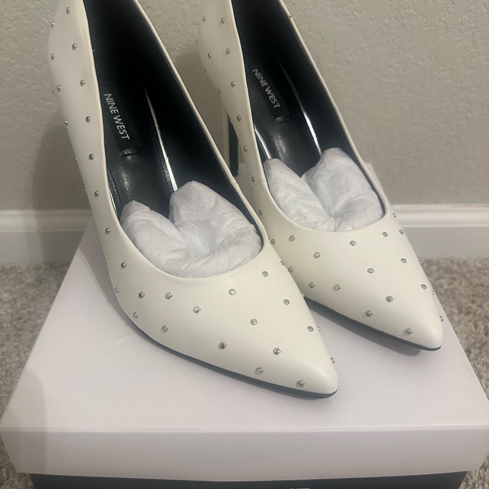 Nine West Ivory Studded Heels